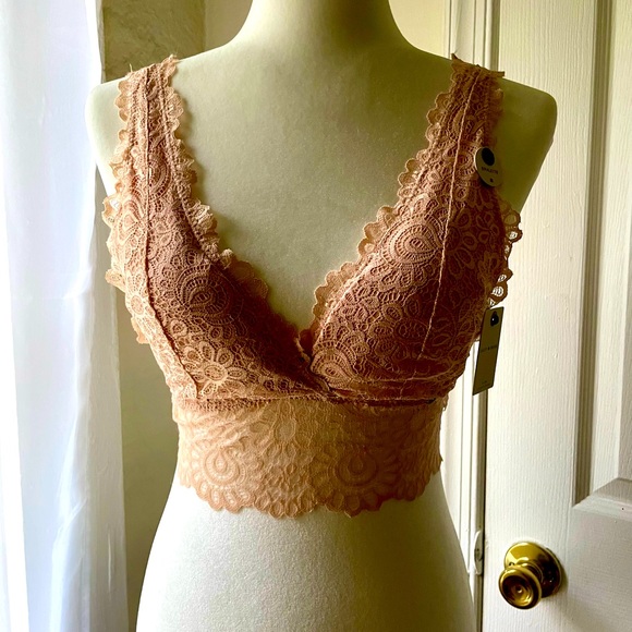 Lucky Brand long-line bralette in peach - Picture 3 of 11